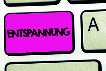 Conceptual hand writing showing Entspannung. Business photo showcasing Geranalysis term translated...