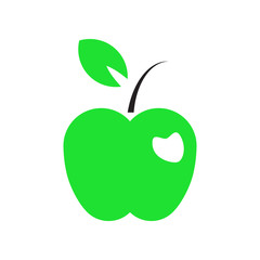 Apple icon, green isolated on white background, vector illustration.
