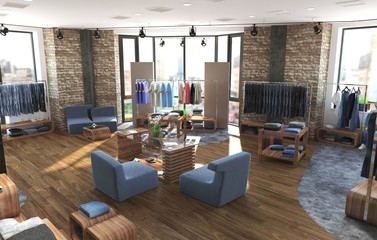 shopping mall, interior visualization, 3D illustration