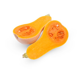 Half of butternut squash isolated on white background