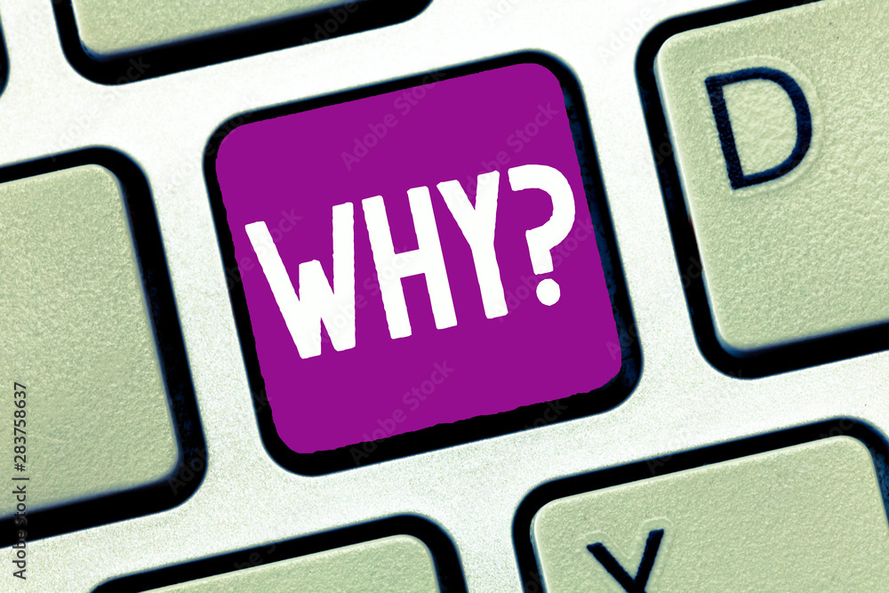 Poster word writing text why question. business concept for asking for what reason and purpose expressing s