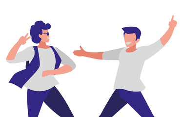 young dancers couple disco style characters