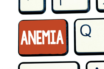 Writing note showing Anemia. Business photo showcasing condition where there deficiency of red...
