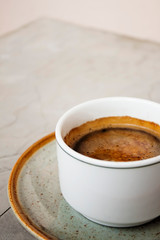View of a warm and delicious cup of black coffee
