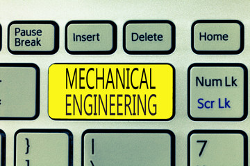 Text sign showing Mechanical Engineering. Conceptual photo deals with Design Manufacture Use of Machines.