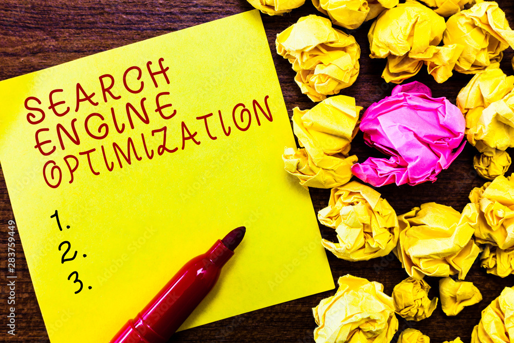 Poster word writing text search engine optimization. business concept for maximizing the number ofwebsite v