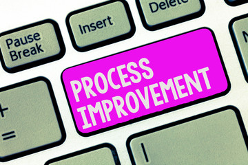Writing note showing Process Improvement. Business photo showcasing Optimization Meet New Quotas Standard of Quality.