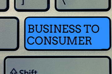 Text sign showing Business To Consumer. Conceptual photo Direct Transaction between a Company and end users.