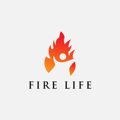 fire life logo design vector