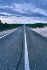 Asphalt road across the mountains