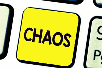 Handwriting text writing Chaos. Concept meaning complete disorder and confusion not following rules...