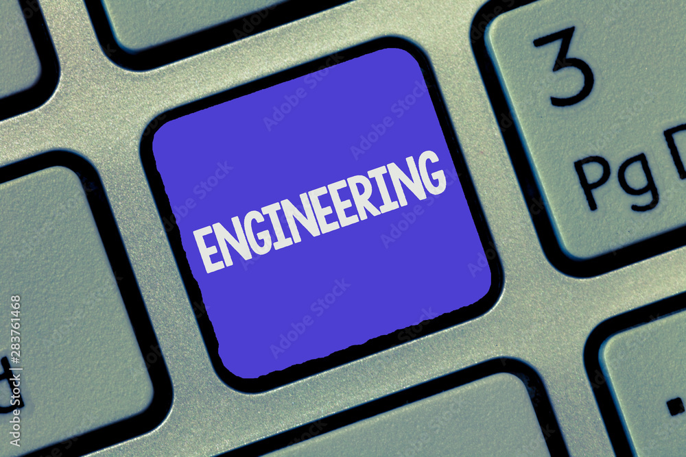 Poster text sign showing engineering. conceptual photo science concerned with design building use of engine