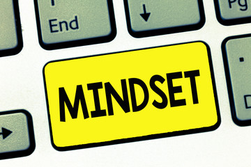 Word writing text Mindset. Business concept for Established set of attitudes held by someone Positive attitude.