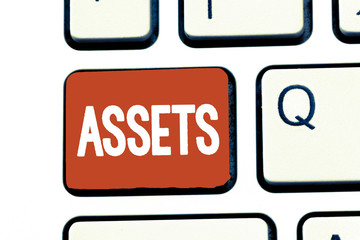 Writing note showing Assets. Business photo showcasing item of property owned by person or company regarded as having value.