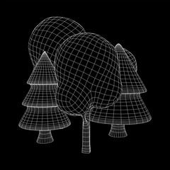 Mesh image of trees. Low poly background. Eco vector. Wireframe low poly mesh vector illustration