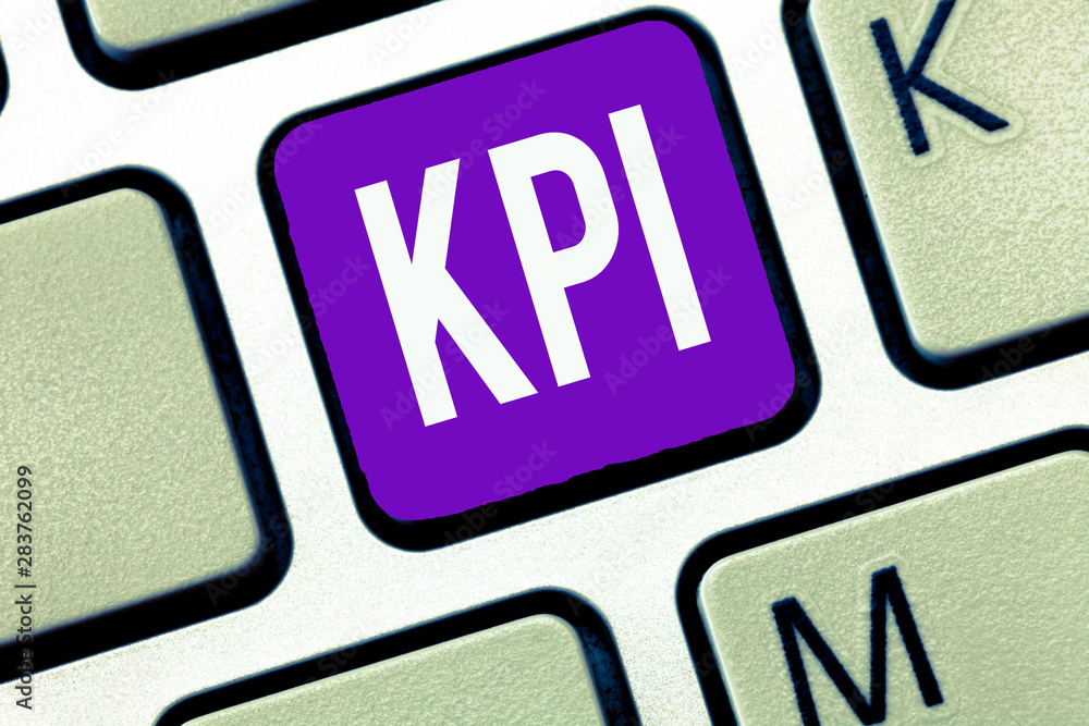 Poster writing note showing kpi. business photo showcasing evaluate the success of an organization in a par