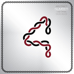 Modern number four template, design the rope to be a alphabet, Vector