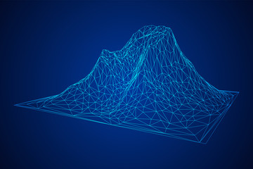 Wireframe terrain background. Cyberspace landscape grid technology vectorillustration