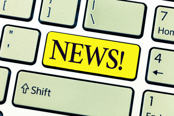 Handwriting text writing News. Concept meaning newly received or noteworthy information about...
