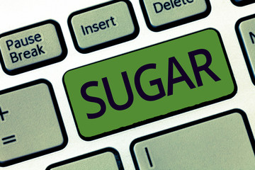 Handwriting text writing Sugar. Concept meaning sweet crystalline substance obtained from various...