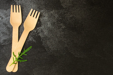 cutlery craft, rustic tableware, used for eating or eco serving (paper fork, plate - set). food...