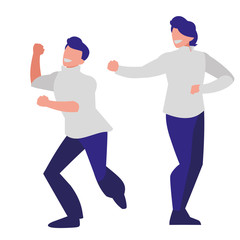 young dancers couple disco style characters