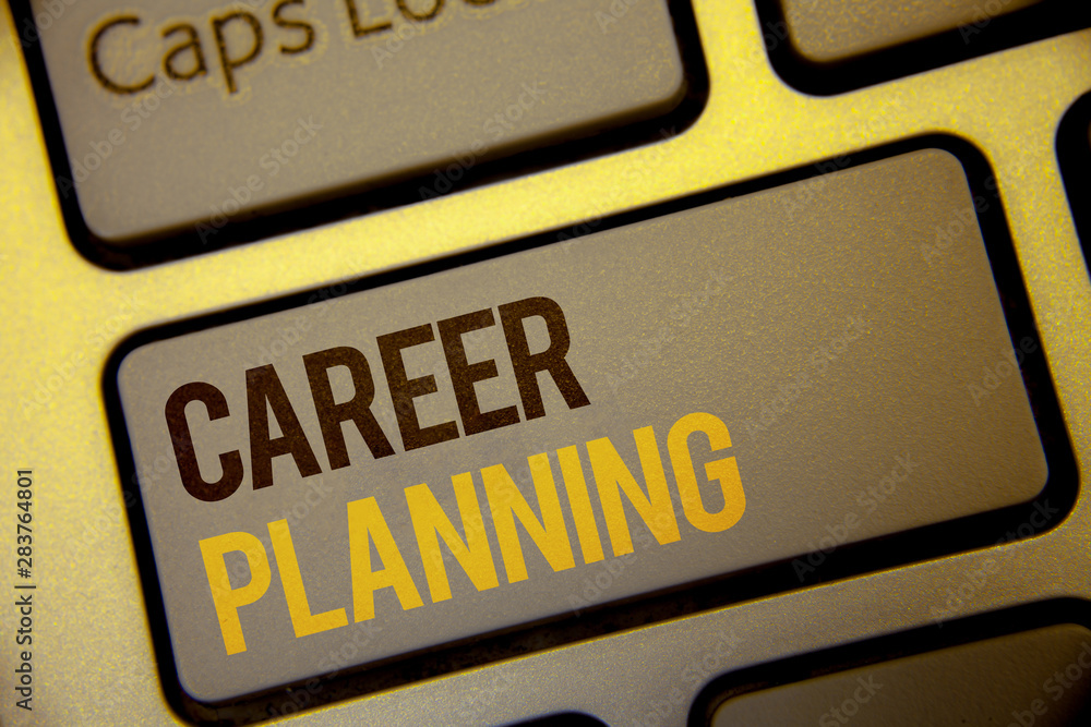 Aufkleber handwriting text career planning. concept meaning professional development educational strategy job 