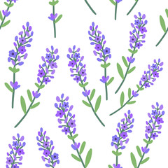 Beautiful Lavender Pattern. Seamless Background. Vector.