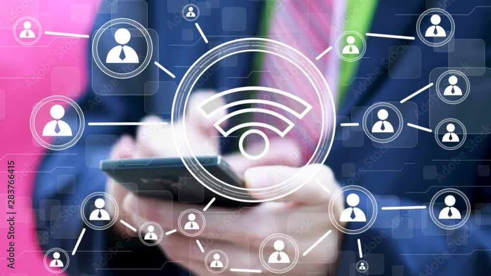 Aufkleber business button wifi connection signal network wi fi icon.