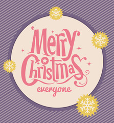 Christmas and New Year typographical on background with winter landscape 