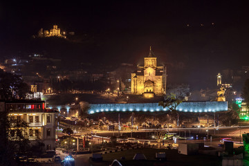 Fototapeta na wymiar Night view of Sioni Cathedral Tbilisi, Georgia.