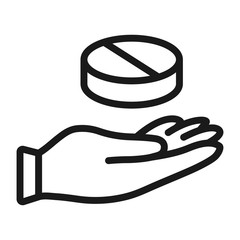 medical drug on hand - minimal line web icon. simple vector illustration. concept for infographic, website or app.