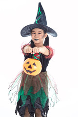 Asian little girl wearing Halloween costume