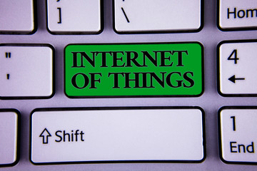 Writing note showing Internet Of Things. Business photo showcasing Innovation Globalization Digital...