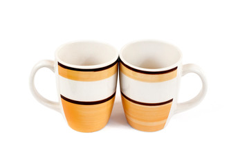 Two mugs isolated on white background with clipping path