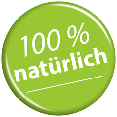green magnet with text 100% natural (in german)