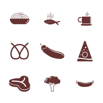 Set of Food Icon logo vector. Concept icon logo food with many variants.
