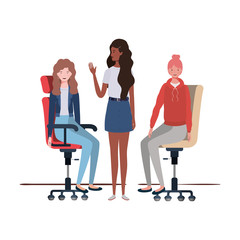 Obraz premium women with sitting in office chair on white background