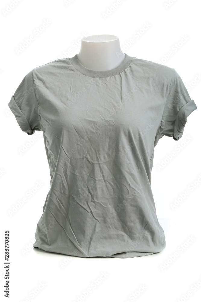 Wall mural Gray color female tshirt template on the mannequin