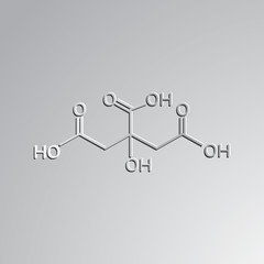 Citric acid chemical formula. Isolated vector icon.