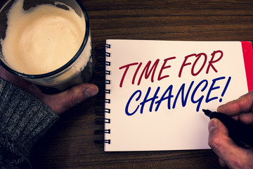 Word writing text Time For Change Motivational Call. Business concept for Transition Grow Improve...