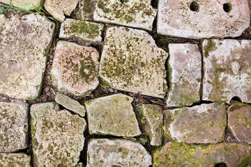 Old brick paving background closeup