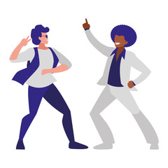 interracial dancers couple disco style characters