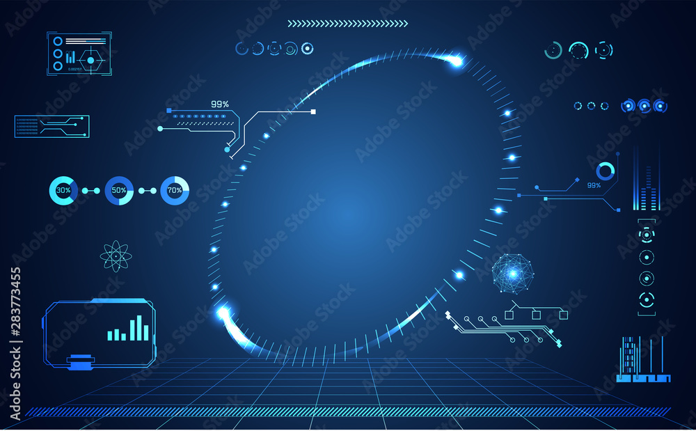 Poster abstract technology ui futuristic concept hud interface hologram elements of digital data chart, com