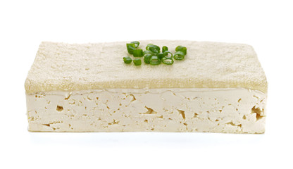 tofu cheese on white background