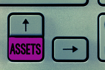 Word writing text Assets. Business concept for item of property owned by person or company regarded...