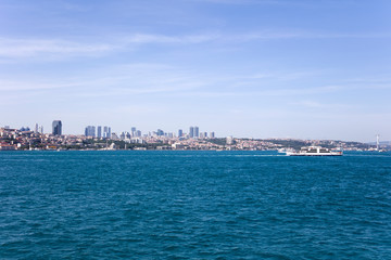 Boat at Bosphorus strait in Istanbul, Turkey