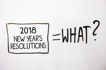 Handwriting text 2018 New Year'S Resolutions. Concept meaning List of goals or targets to be achieved White shadow messages ask equations memories thought idea equations