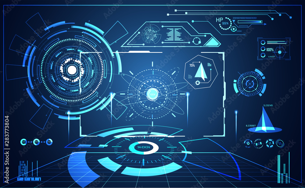 Poster abstract technology ui futuristic concept hud interface hologram elements of digital data chart, com