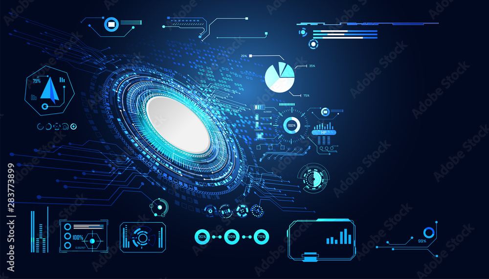 Poster abstract technology ui futuristic concept hud interface hologram elements of digital data chart, com